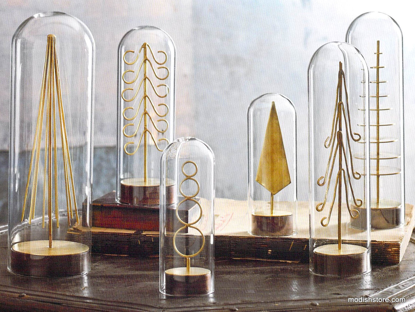 Roost Modern Brass Forest Trees - Set Of 6