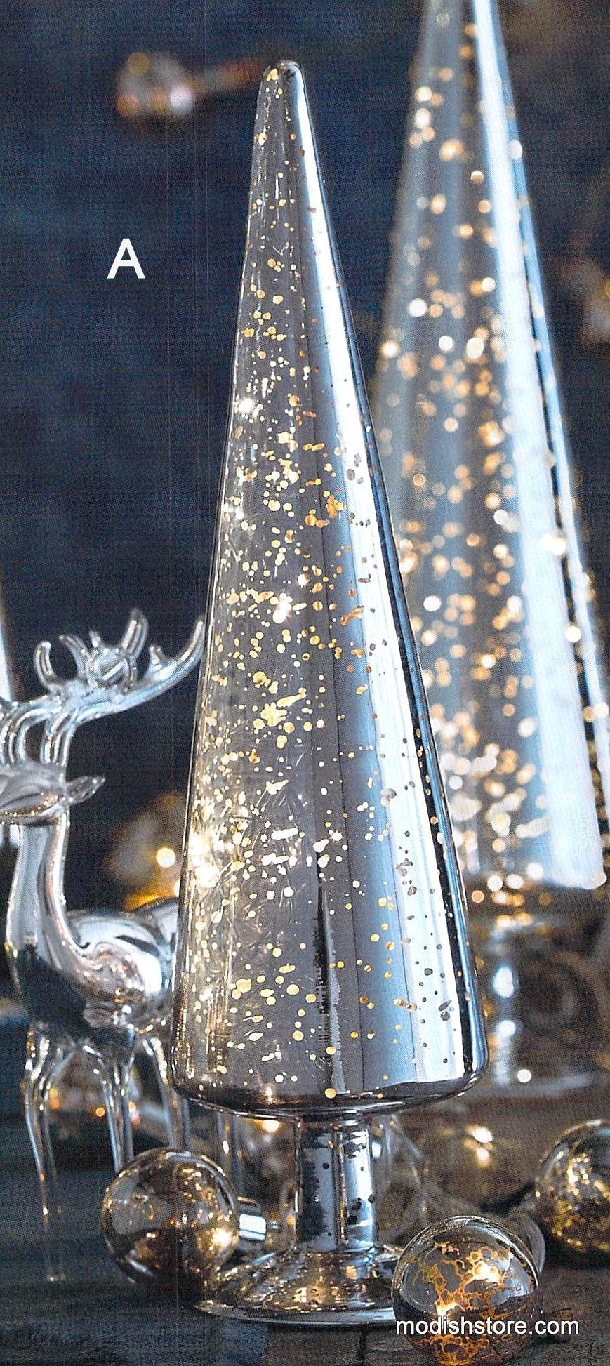 Roost Mercury Glass Light-Up Trees - Set Of 2