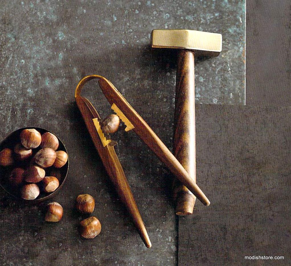 Roost Rosewood & Brass Nutcrackers & Bowl