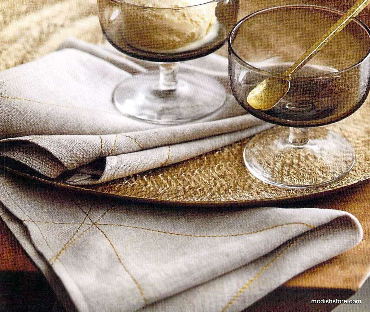 Roost Gold-Stitched Napkins - Set Of 8