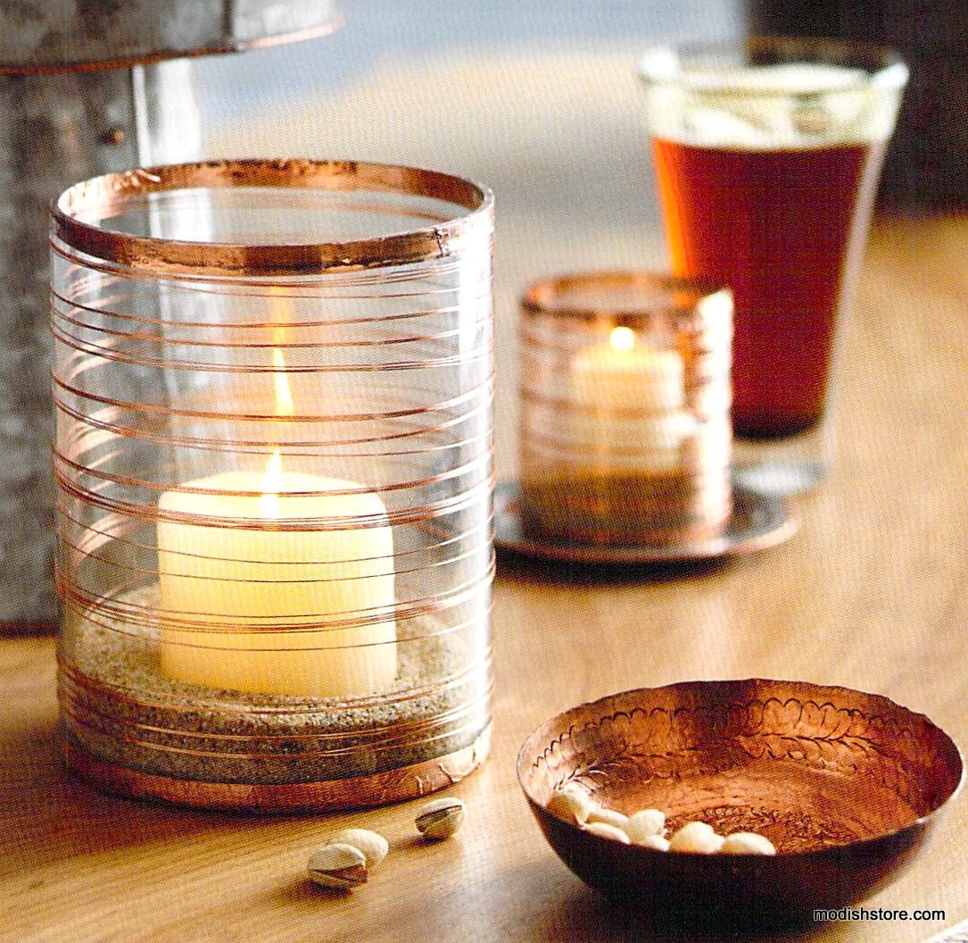 Roost Copper Slinki Hurricane & Votive Holder