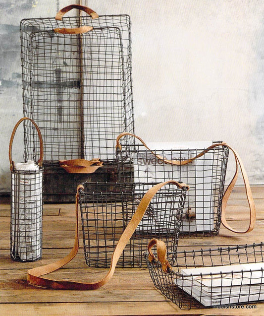 Roost Leather-Handled Wire Baskets