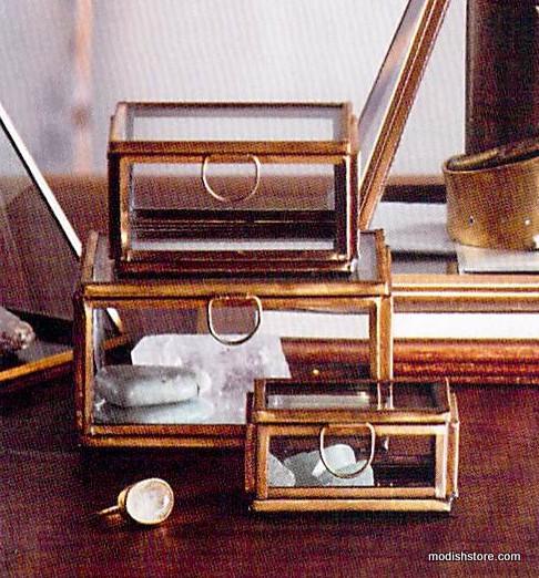 Roost Brass Mini Mirror Boxes - Set of 3
