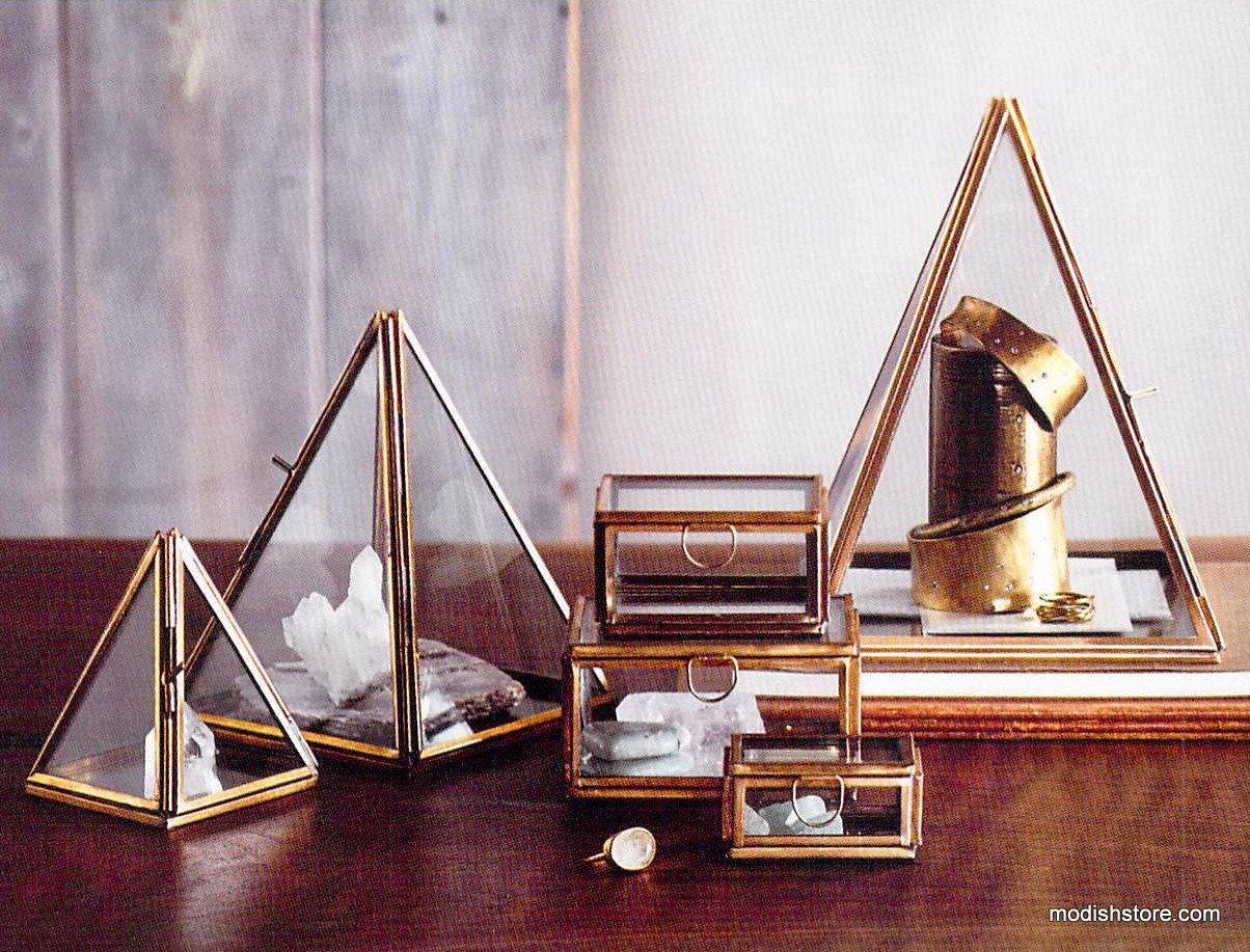 Roost Brass Mini Mirror Boxes - Set of 3