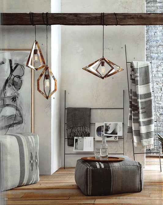 Roost Copper Pendant Lamp - Diamond Drop