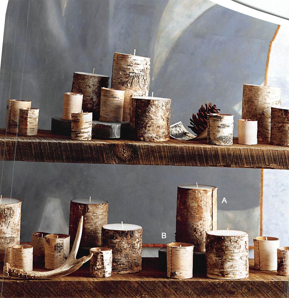 Roost Natural Birch Bark Pillars & Filled Candles