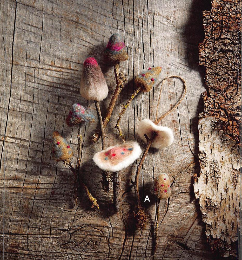 Roost Woodland Felt Mushroom Ornaments - Set Of 5