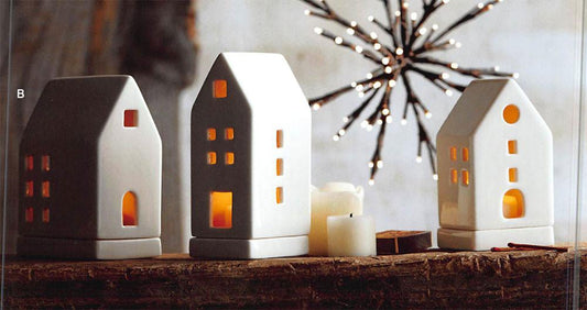 Roost Porcelain Tealight Houses - Set Of 3
