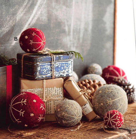 Roost Felt Snowflake Ball Ornaments
