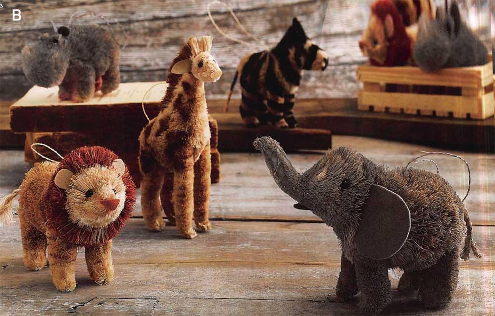 Roost Brushy Animals in Crate - Set Of 5