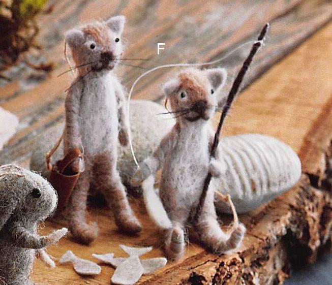 Roost Fishin Cat & Floppy-Ear Bunny Ornaments - Set Of 12