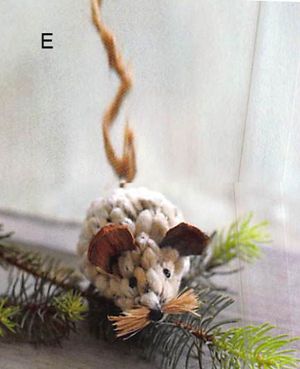 Roost Pussy Willow Mouse Clip Ornament - Set Of 12