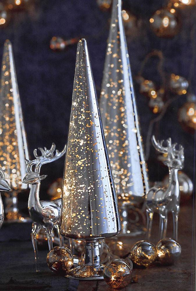 Roost Mercury Glass Light-Up Trees - Set Of 2
