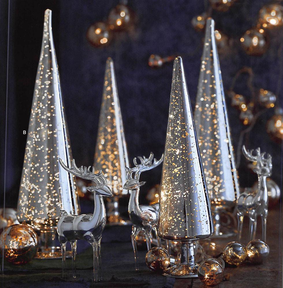 Roost Mercury Glass Light-Up Trees - Set Of 2