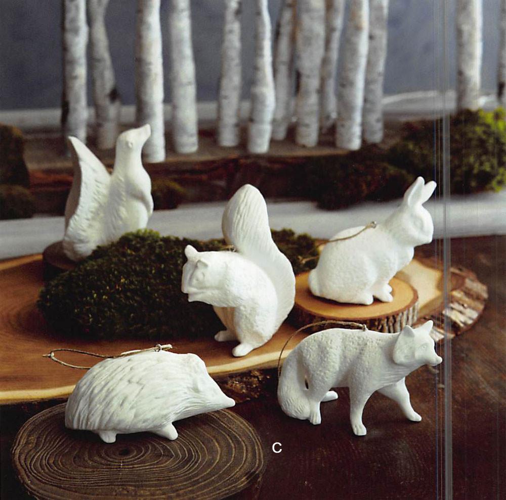 Roost Porcelain Woodland Animal Ornaments - Set Of 10