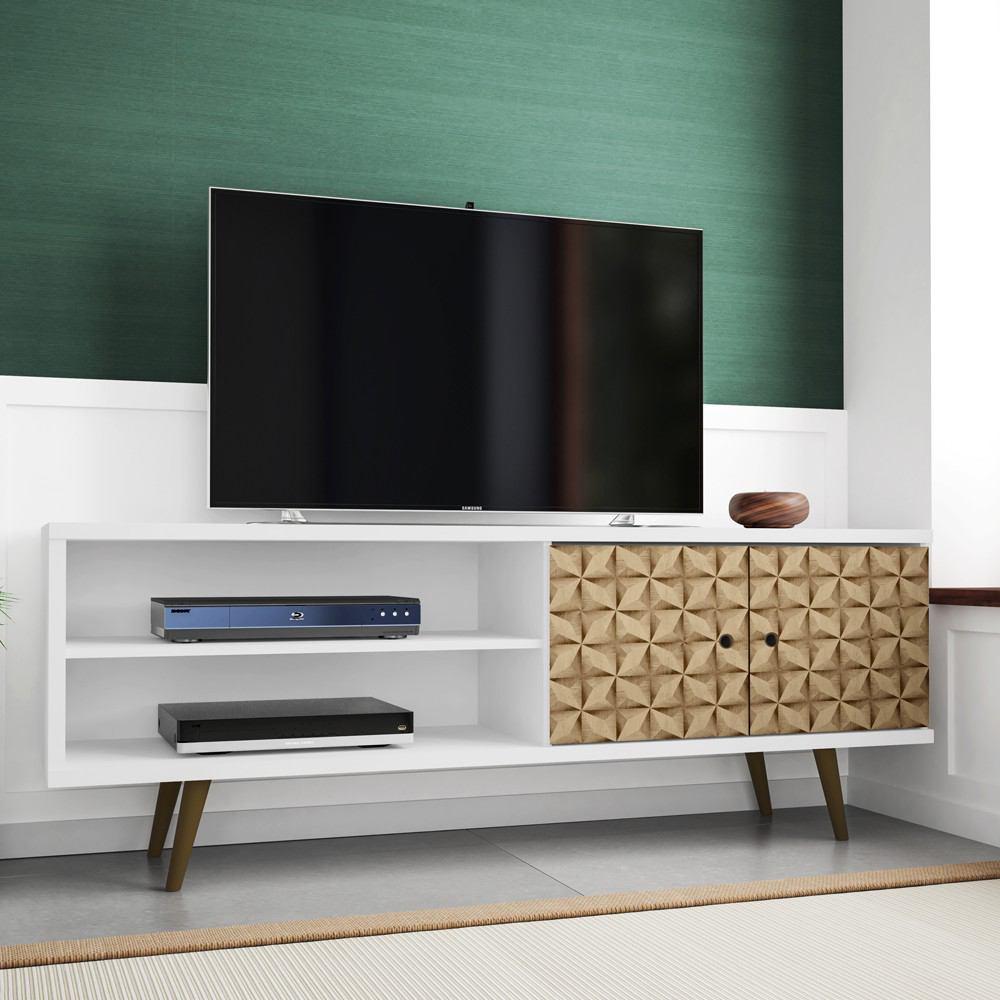 Manhattan Comfort Liberty 62.99" Mid Century - Modern TV Stand with 3 Shelves and 2 Doors