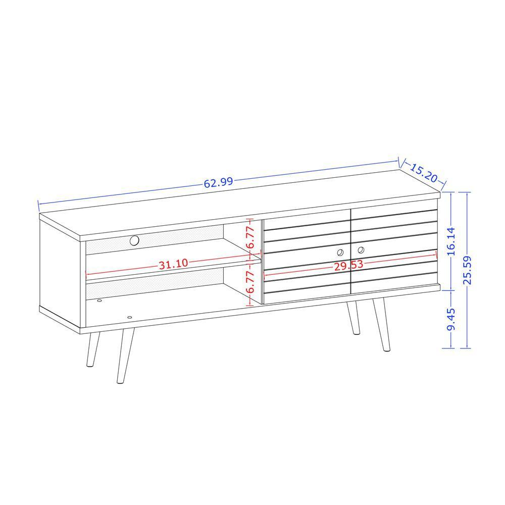 Manhattan Comfort Liberty 62.99" Mid Century - Modern TV Stand with 3 Shelves and 2 Doors