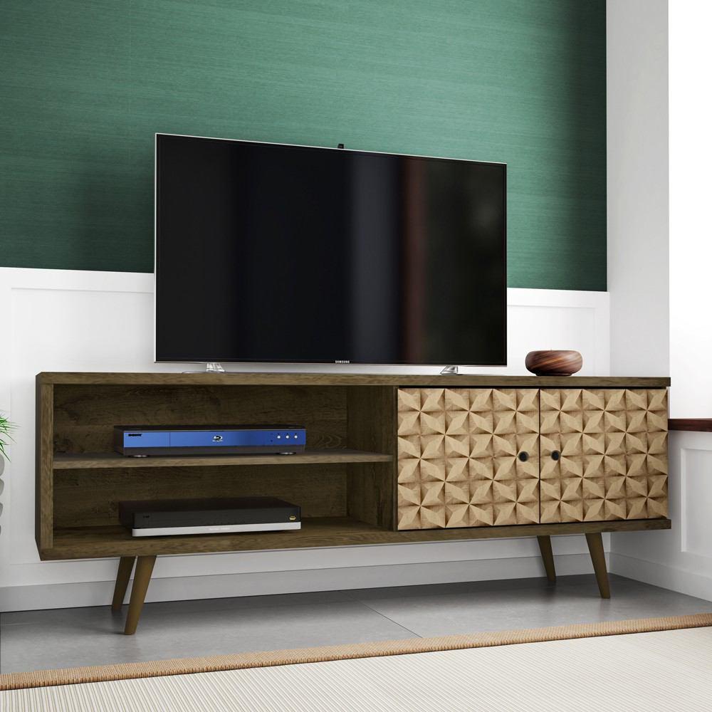Manhattan Comfort Liberty 62.99" Mid Century - Modern TV Stand with 3 Shelves and 2 Doors