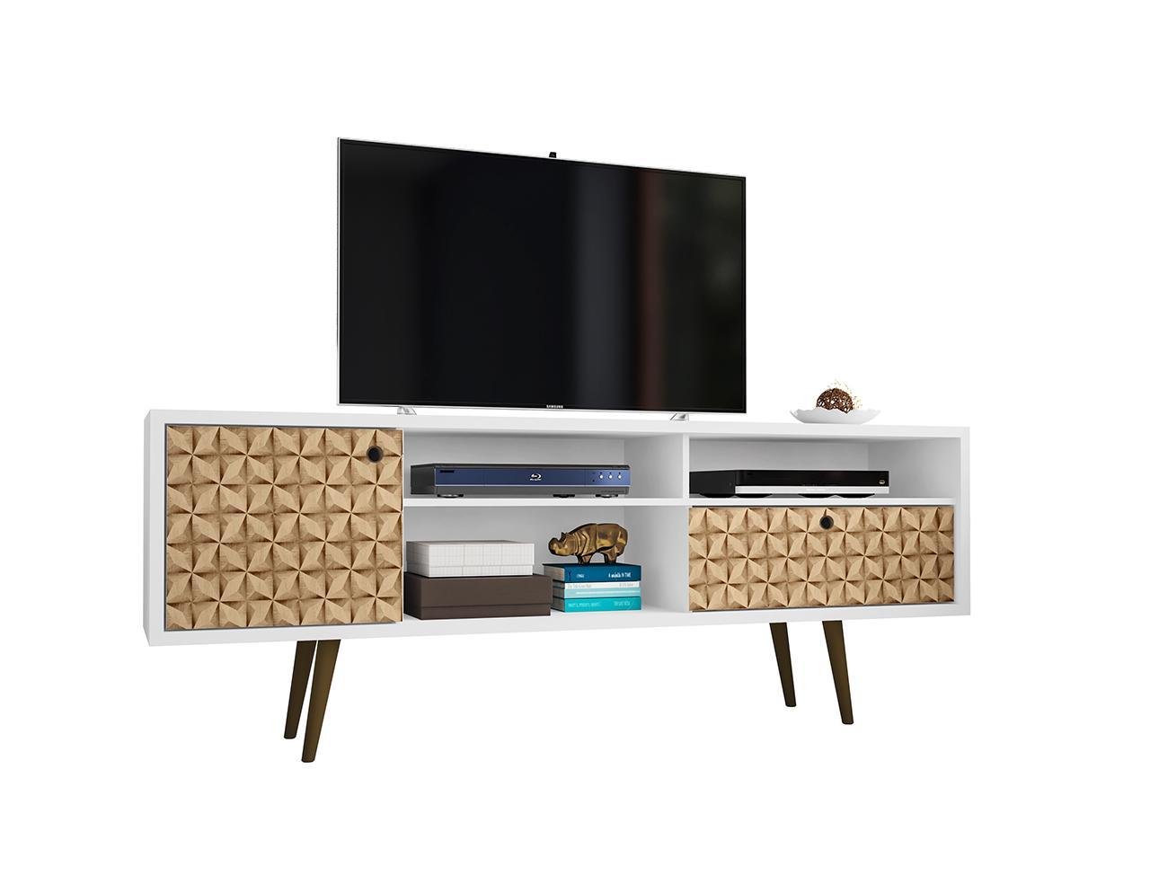 Manhattan Comfort Liberty 70.86" Mid Century - Modern TV Stand with 4 Shelving Spaces