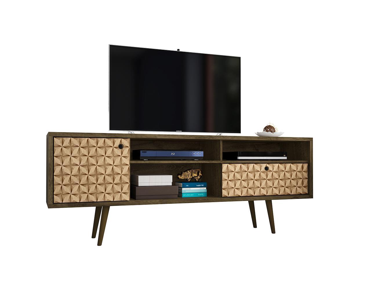 Manhattan Comfort Liberty 70.86" Mid Century - Modern TV Stand with 4 Shelving Spaces