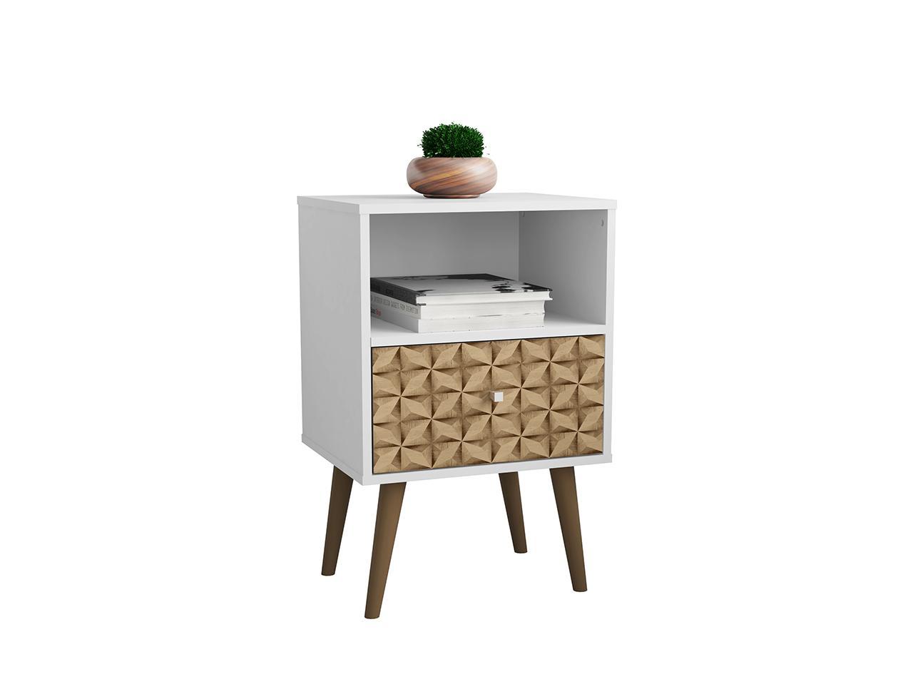 Manhattan Comfort Liberty Mid Century - Modern Nightstand 1.0 with 1 Cubby Space