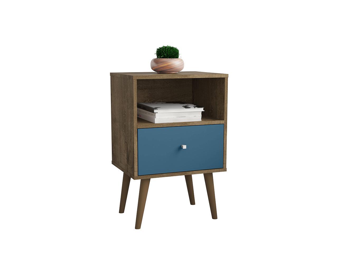Manhattan Comfort Liberty Mid Century - Modern Nightstand 1.0 with 1 Cubby Space