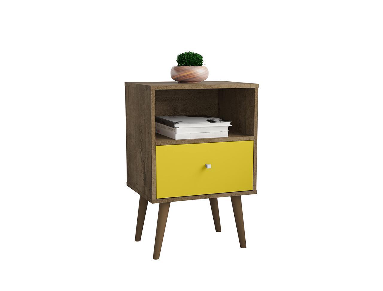 Manhattan Comfort Liberty Mid Century - Modern Nightstand 1.0 with 1 Cubby Space