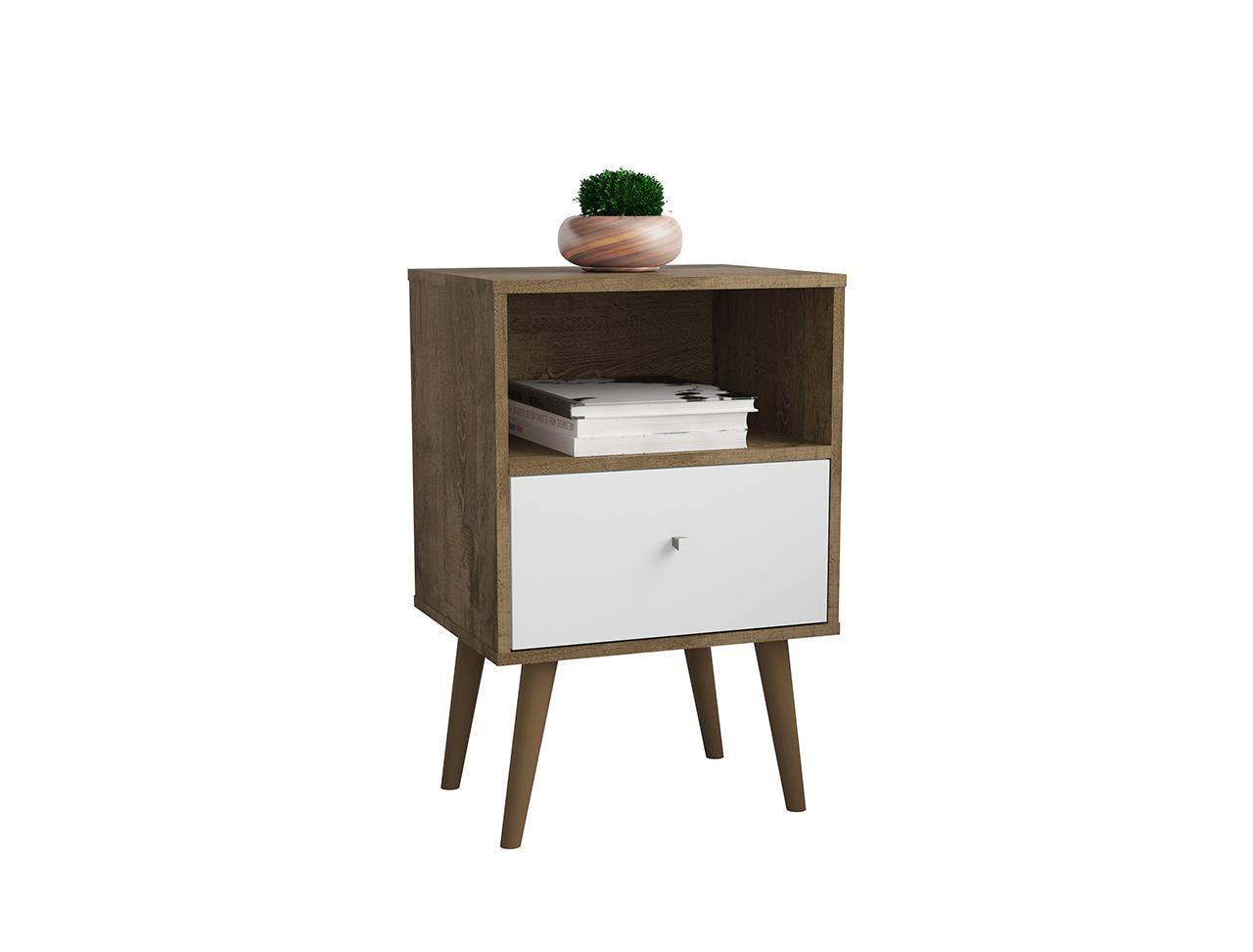 Manhattan Comfort Liberty Mid Century - Modern Nightstand 1.0 with 1 Cubby Space