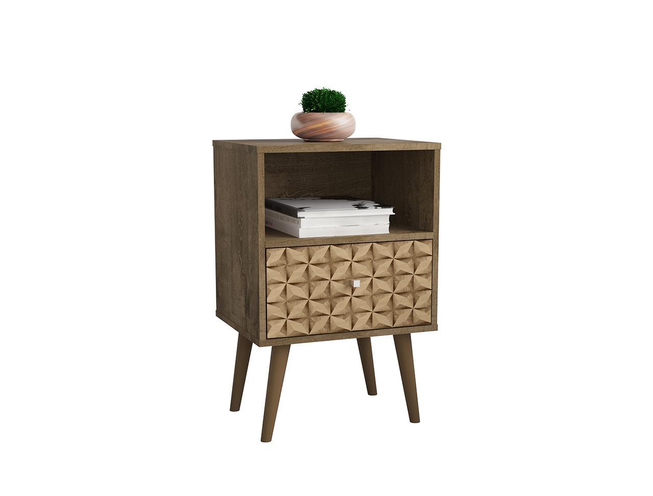 Manhattan Comfort Liberty Mid Century - Modern Nightstand 1.0 with 1 Cubby Space