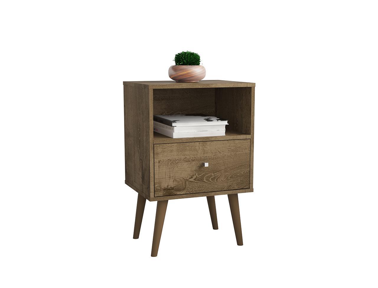 Manhattan Comfort Liberty Mid Century - Modern Nightstand 1.0 with 1 Cubby Space
