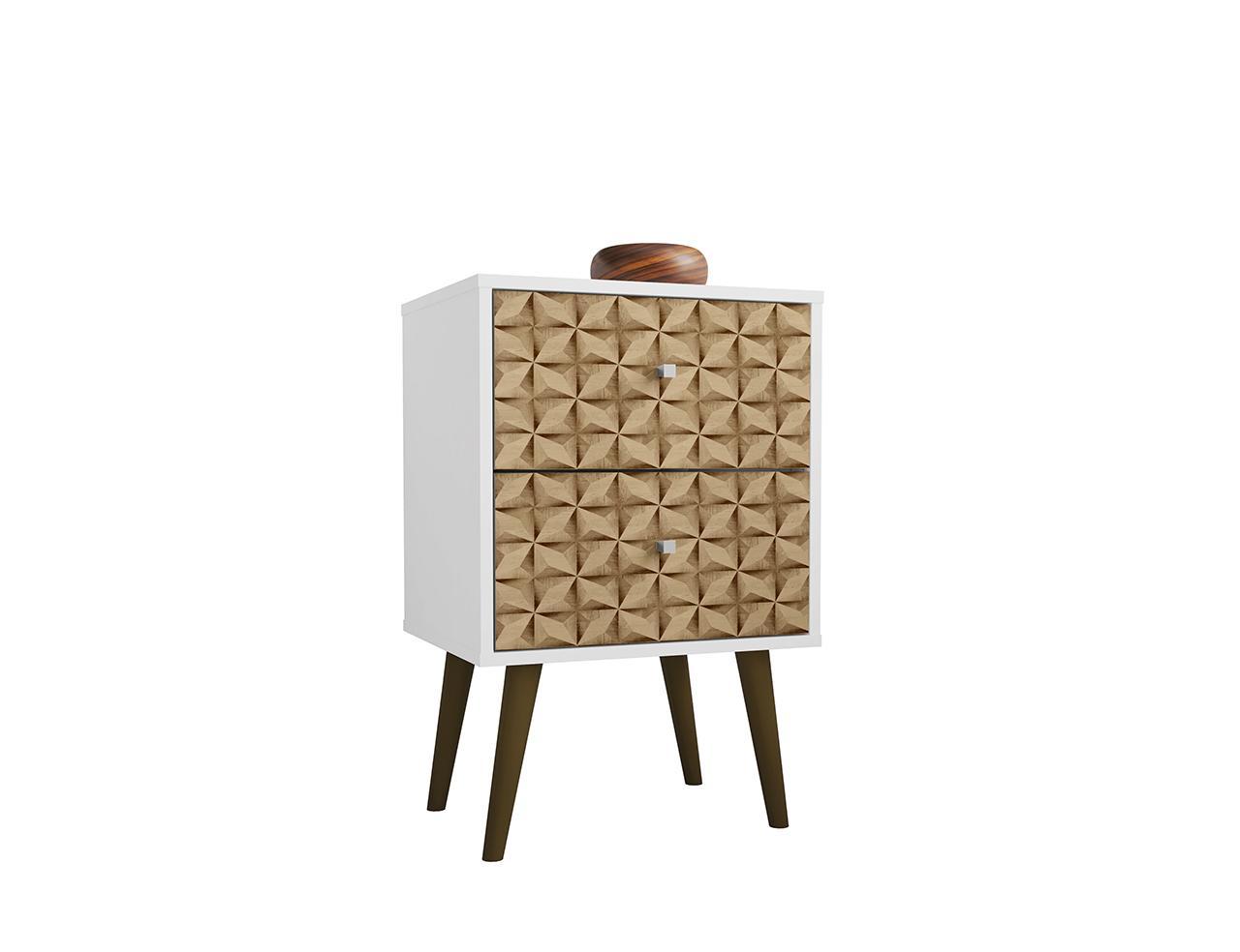 Manhattan Comfort Liberty Mid Century - Modern Nightstand 2.0 with 2 Full Extension Drawers