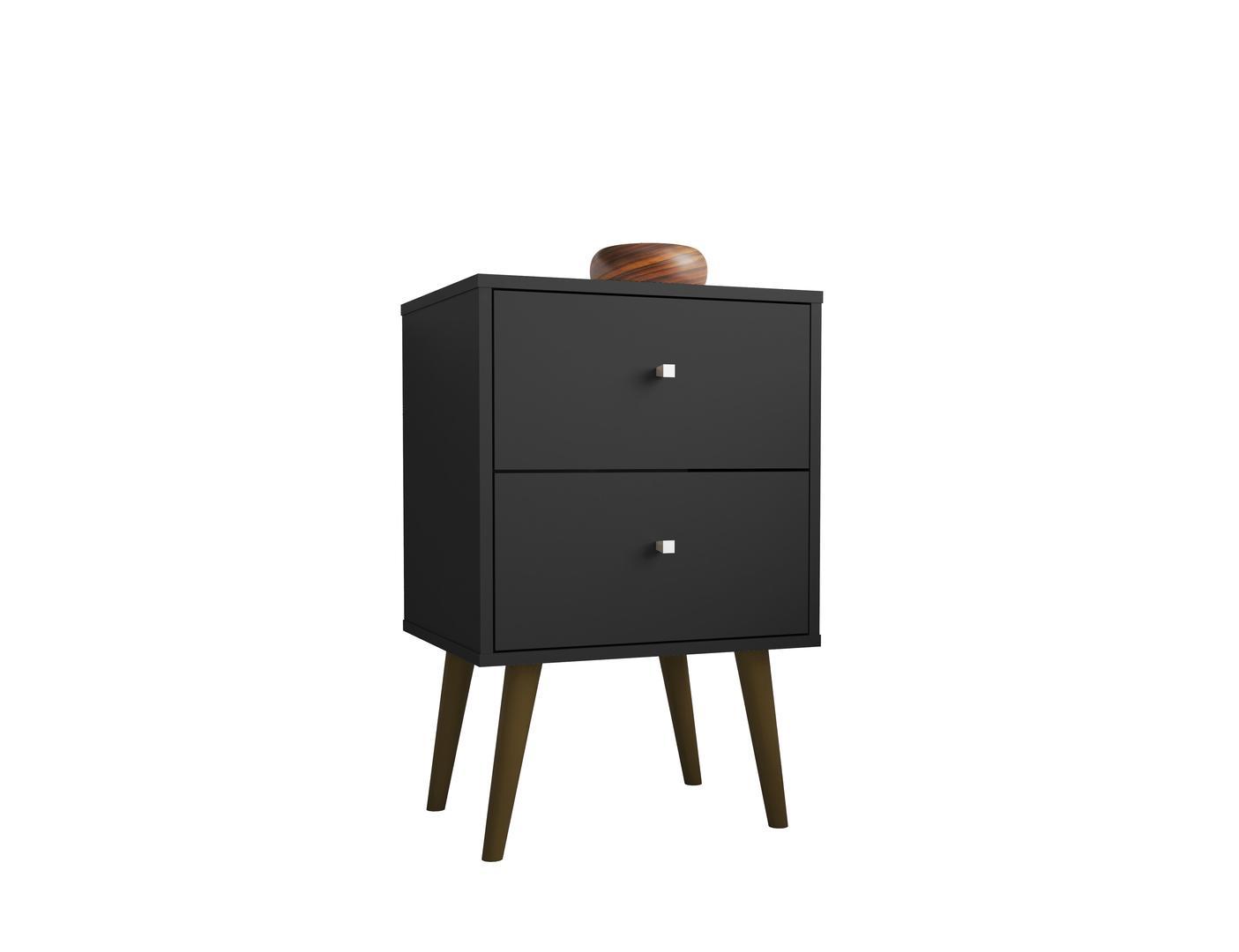 Manhattan Comfort Liberty Mid Century - Modern Nightstand 2.0 with 2 Full Extension Drawers