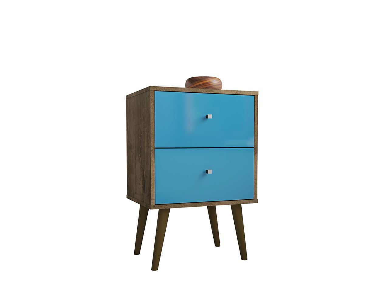 Manhattan Comfort Liberty Mid Century - Modern Nightstand 2.0 with 2 Full Extension Drawers