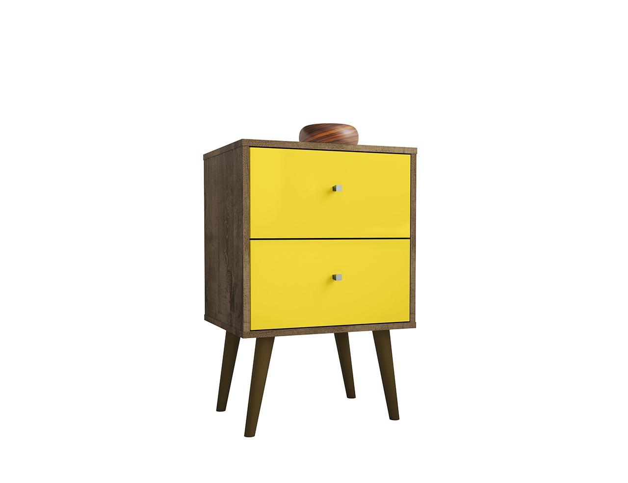 Manhattan Comfort Liberty Mid Century - Modern Nightstand 2.0 with 2 Full Extension Drawers
