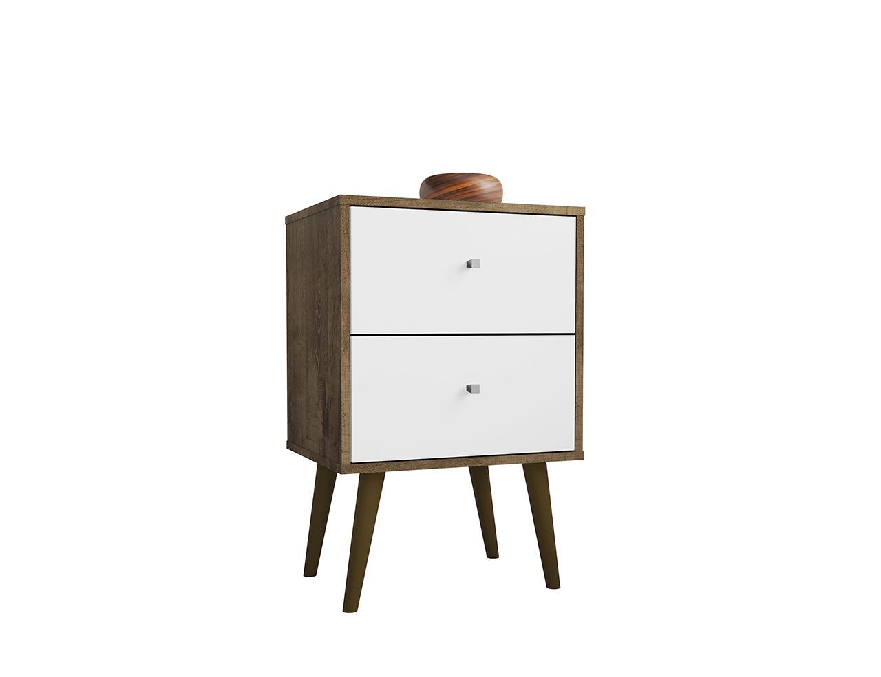 Manhattan Comfort Liberty Mid Century - Modern Nightstand 2.0 with 2 Full Extension Drawers