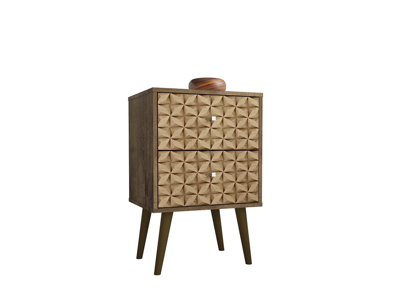 Manhattan Comfort Liberty Mid Century - Modern Nightstand 2.0 with 2 Full Extension Drawers
