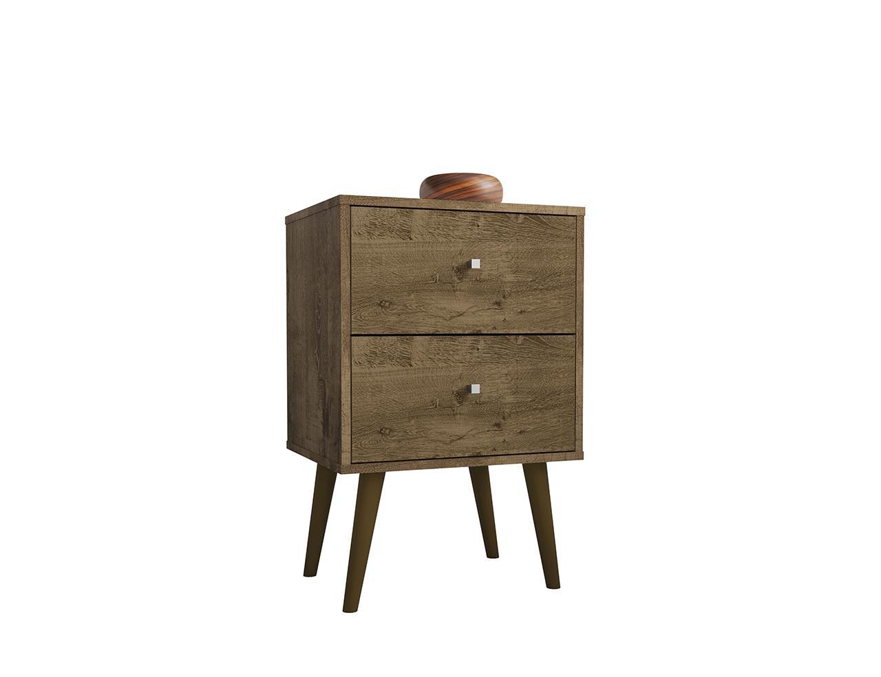 Manhattan Comfort Liberty Mid Century - Modern Nightstand 2.0 with 2 Full Extension Drawers