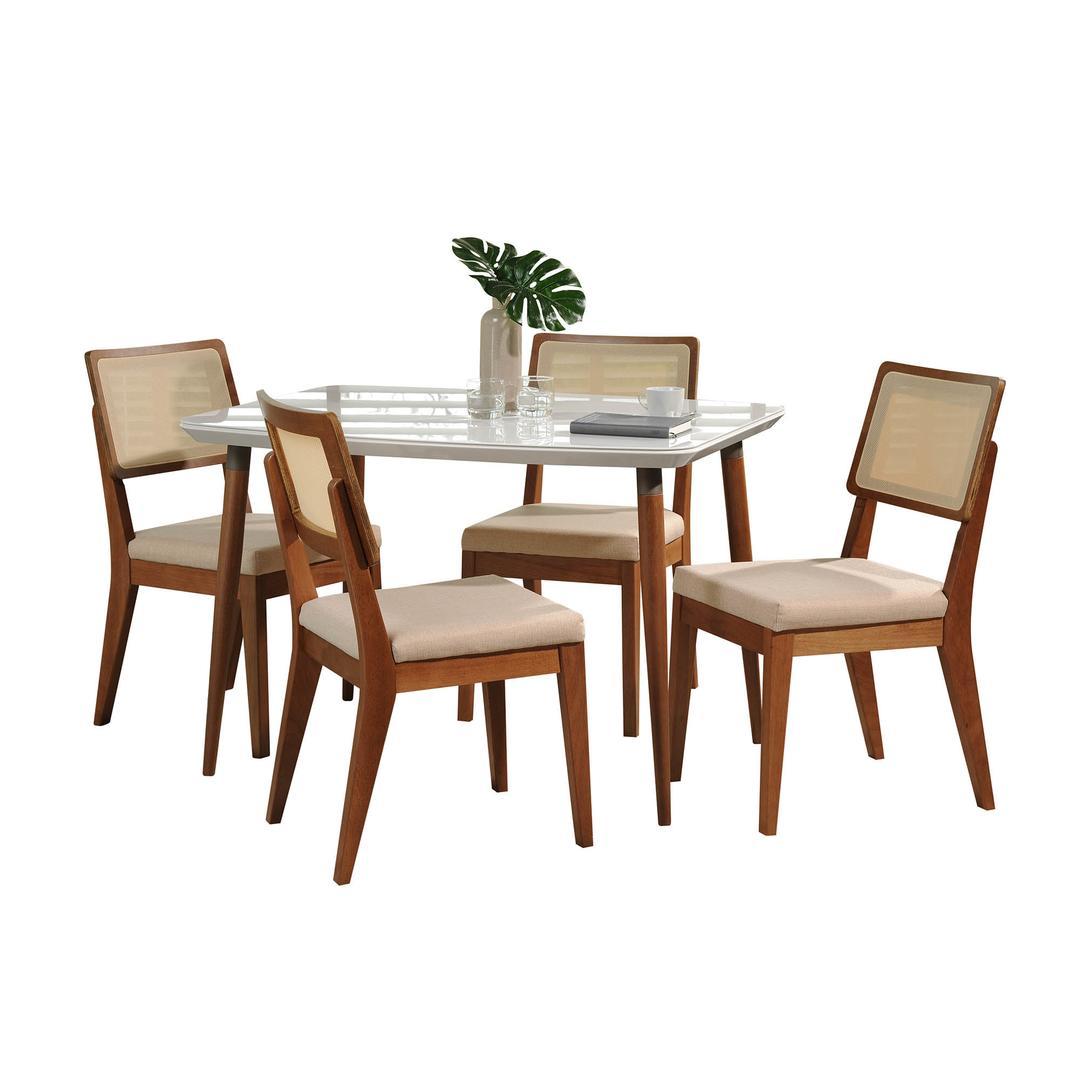 Manhattan Comfort 5-Piece Charles 45.27" and Pell Dining Set with 4 Dining Chairs