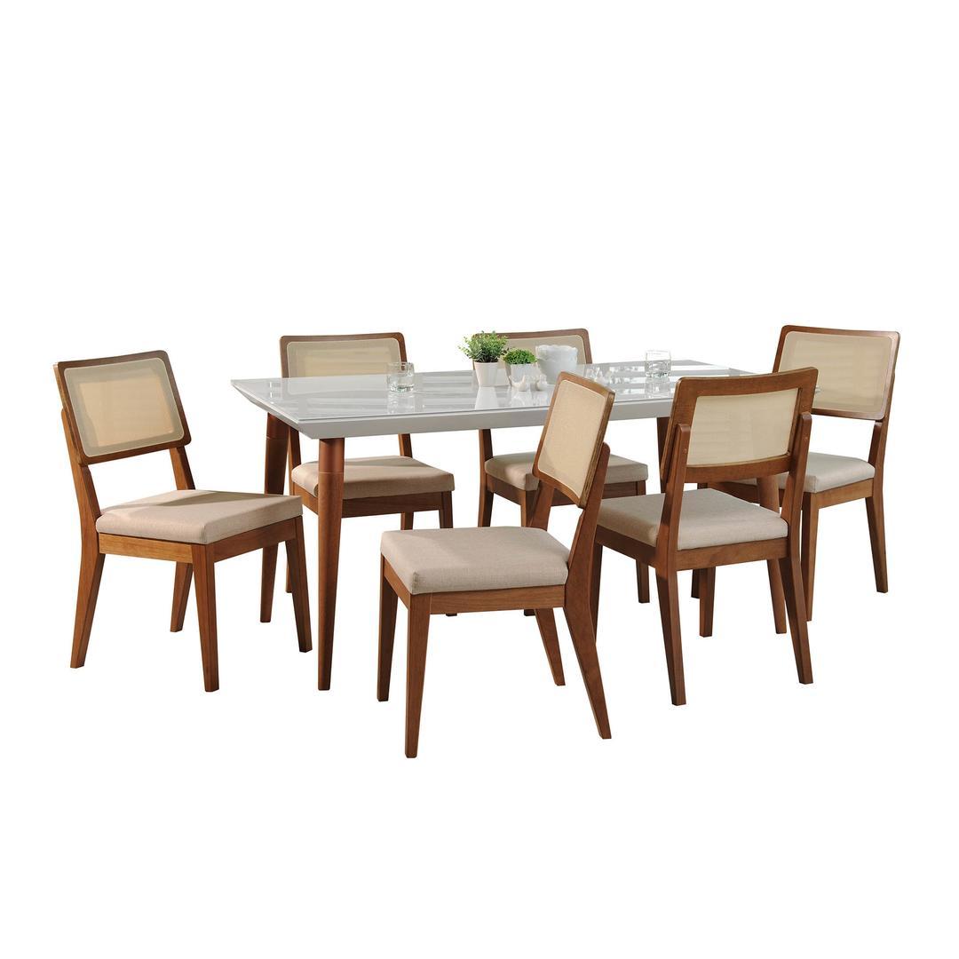 Manhattan Comfort 7-Piece Utopia 70.86" and Pell Dining Set with 6 Dining Chairs