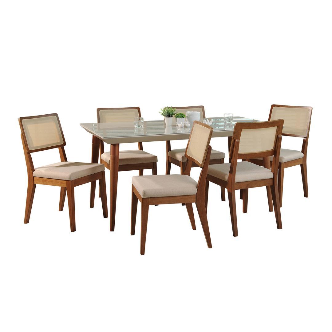 Manhattan Comfort 7-Piece Utopia 70.86" and Pell Dining Set with 6 Dining Chairs