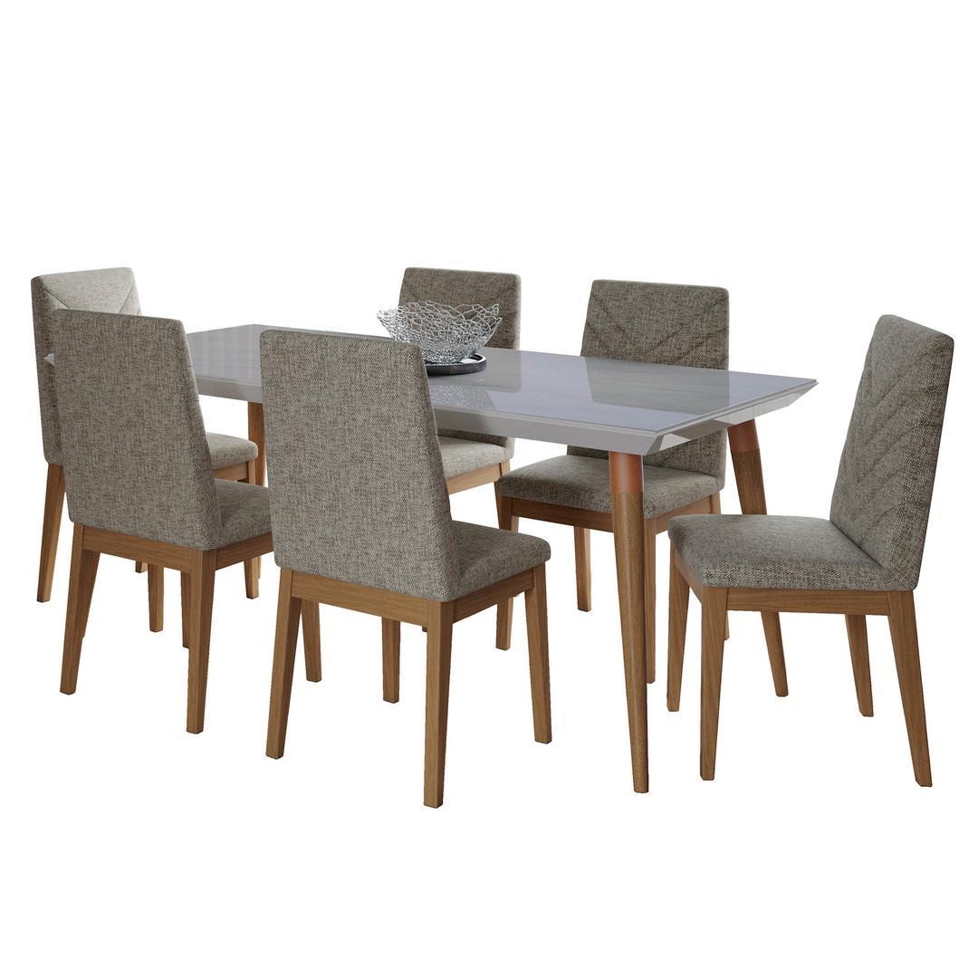 Manhattan Comfort 7-Piece Utopia 70.86" and Catherine Dining Set with 6 Dining Chairs