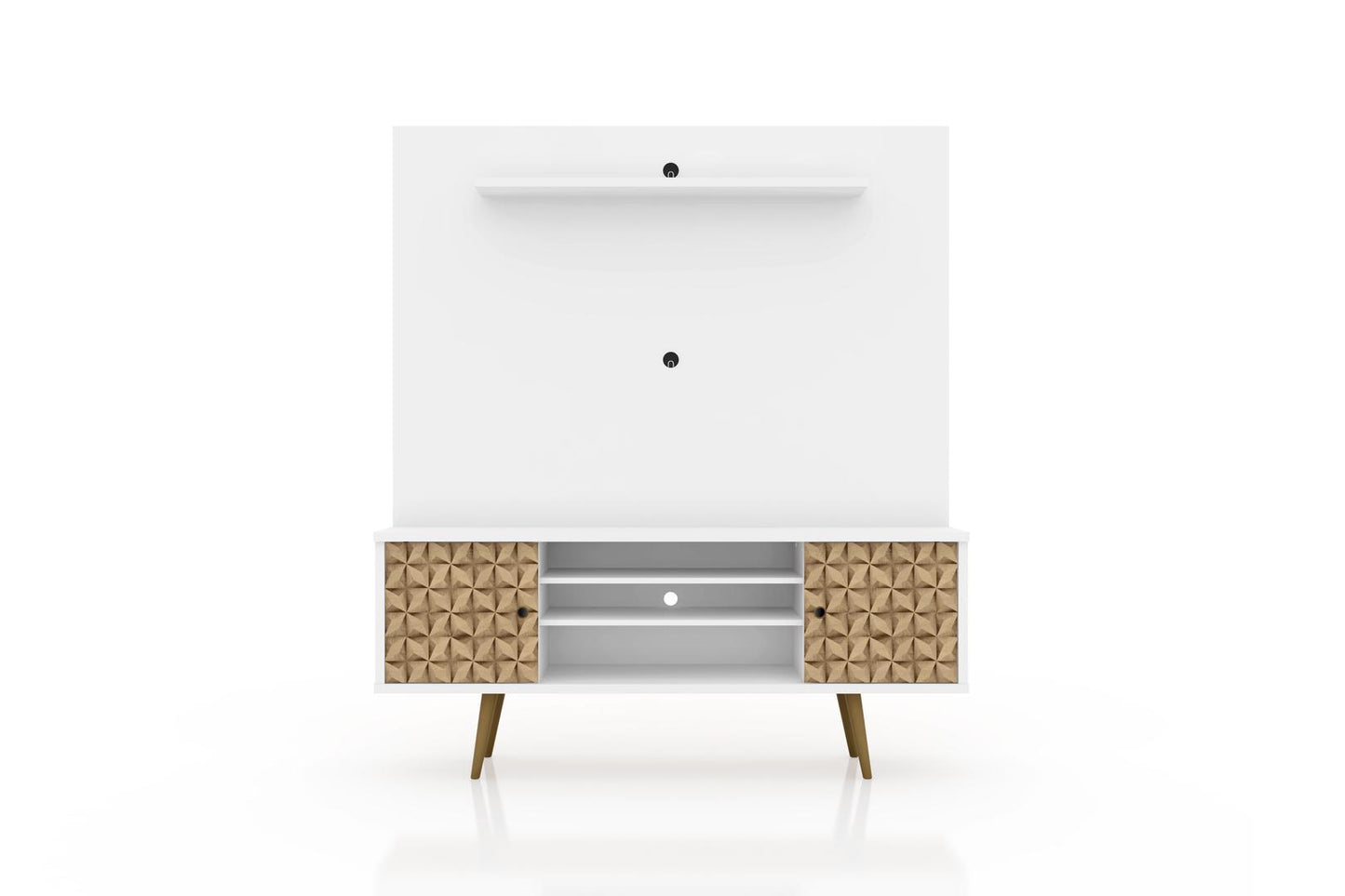 Manhattan Comfort Liberty 63" Freestanding Entertainment Center with Overhead shelf