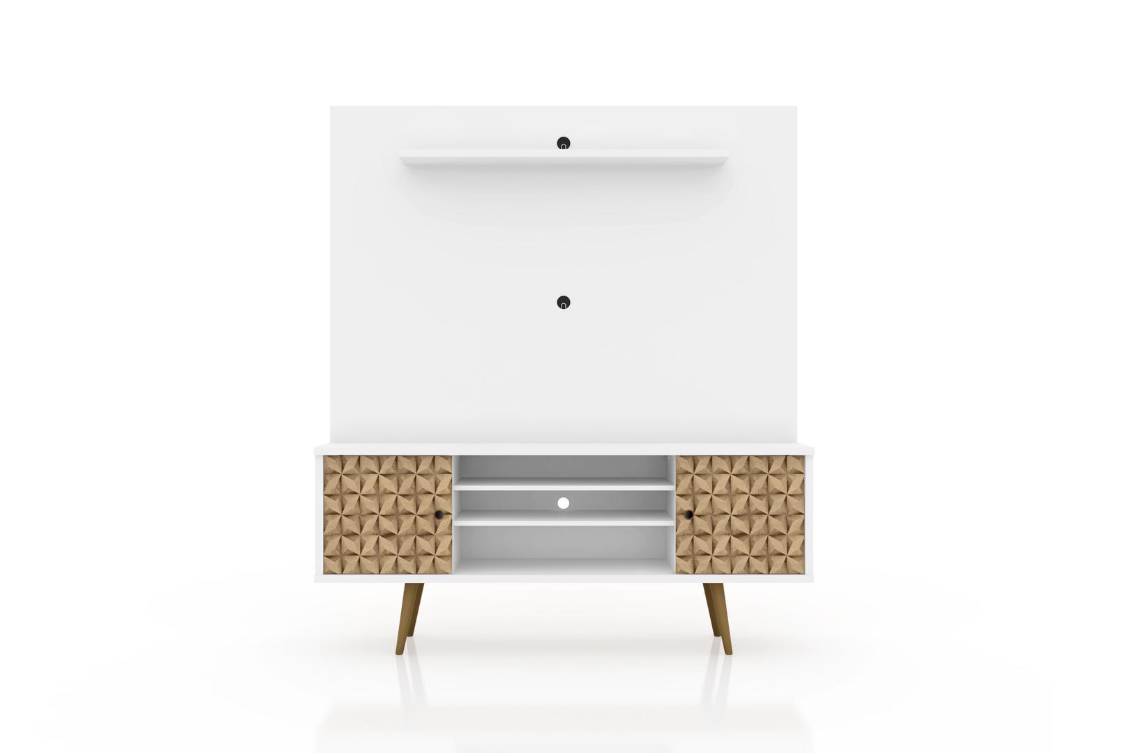 Manhattan Comfort Liberty 63" Freestanding Entertainment Center with Overhead shelf
