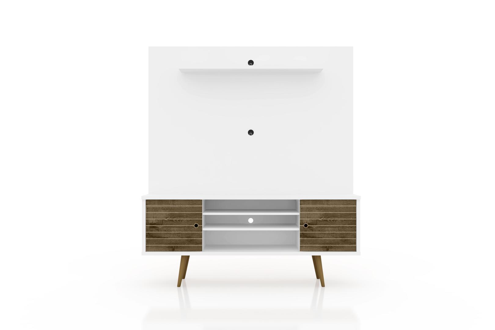 Manhattan Comfort Liberty 63" Freestanding Entertainment Center with Overhead shelf