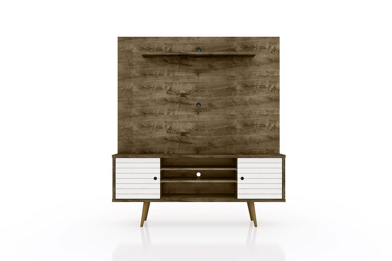 Manhattan Comfort Liberty 63" Freestanding Entertainment Center with Overhead shelf
