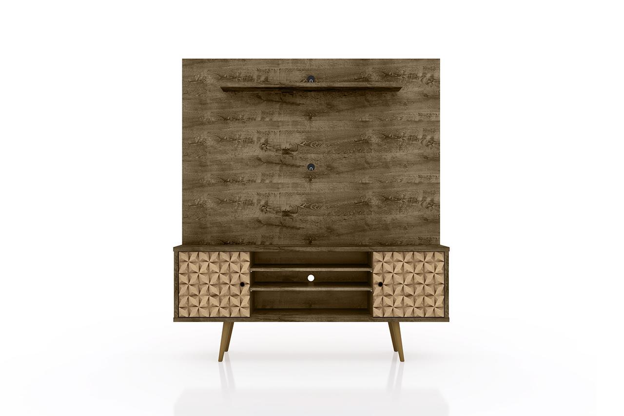 Manhattan Comfort Liberty 63" Freestanding Entertainment Center with Overhead shelf