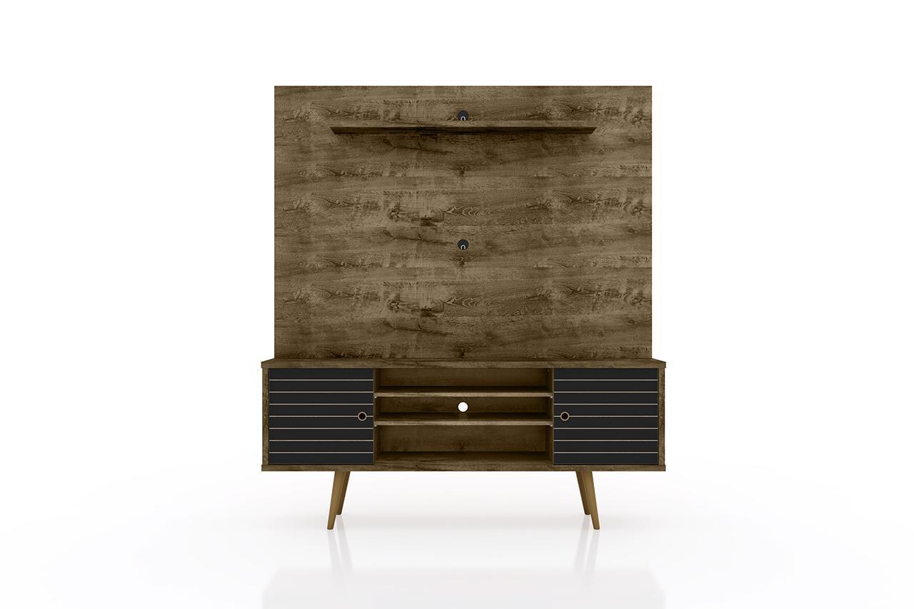 Manhattan Comfort Liberty 63" Freestanding Entertainment Center with Overhead shelf