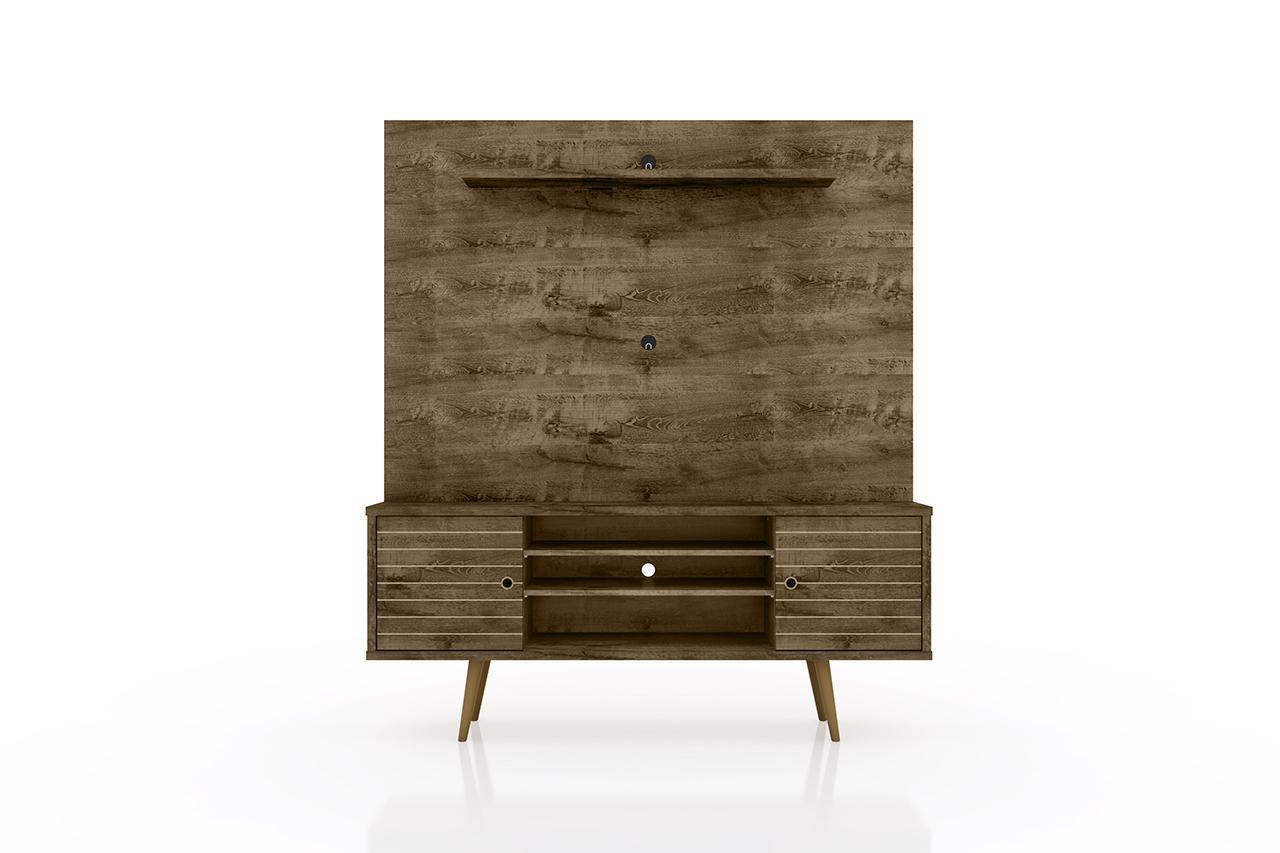 Manhattan Comfort Liberty 63" Freestanding Entertainment Center with Overhead shelf