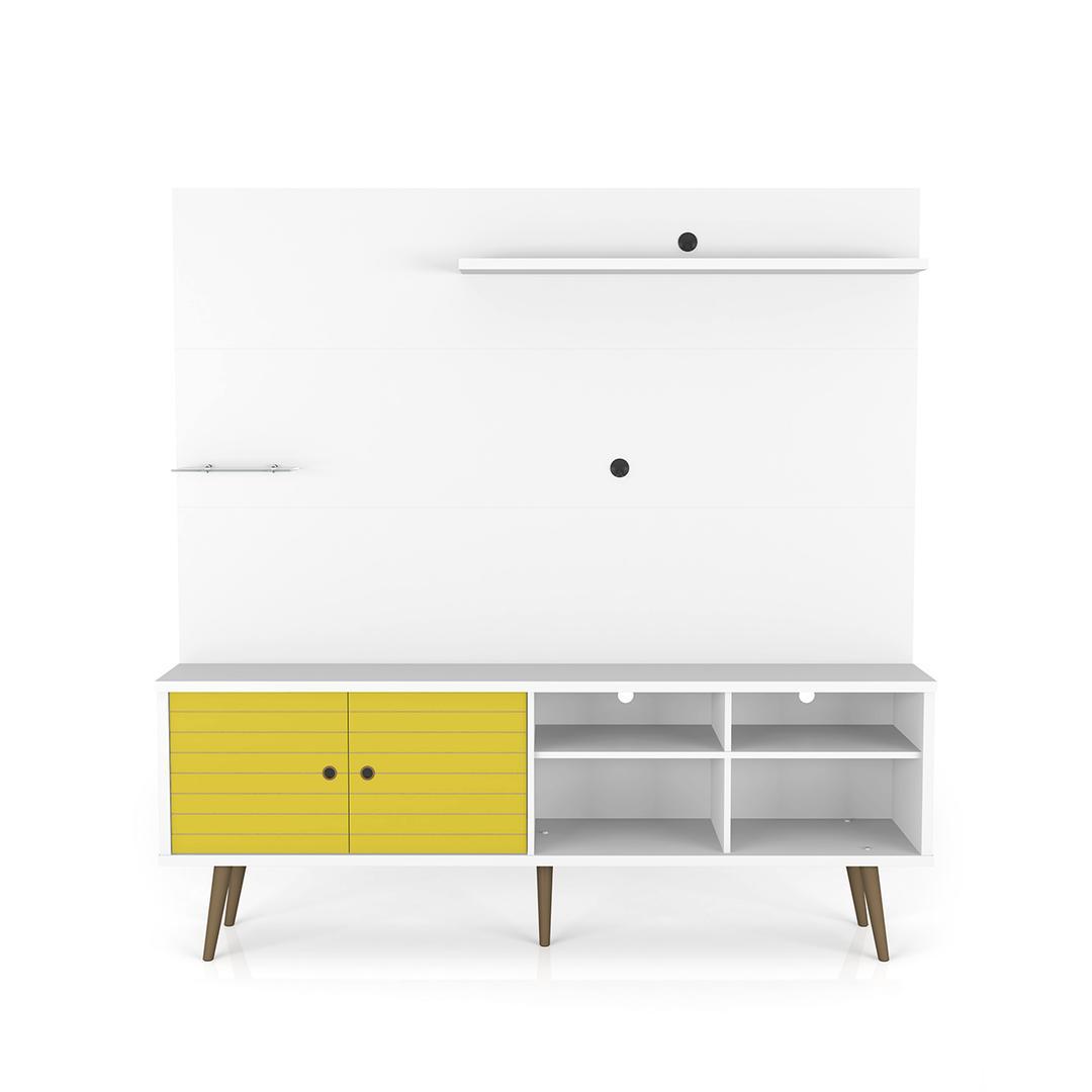 Manhattan Comfort Liberty 70.87" Freestanding Entertainment Center with Overhead shelf