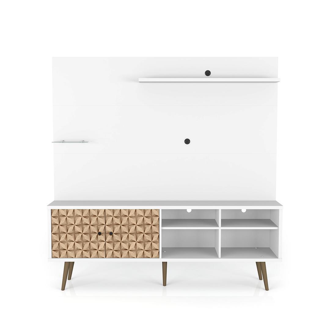 Manhattan Comfort Liberty 70.87" Freestanding Entertainment Center with Overhead shelf